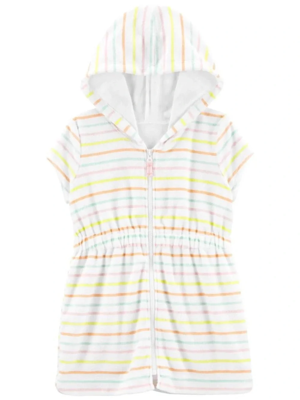 Carters Girls 3T Pastel Striped Hooded Short Sleeve Swim Cover-Up